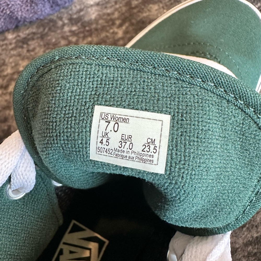 Vans Sk8-Hi High Top Sneakers in Green and White - Picture 8 of 9